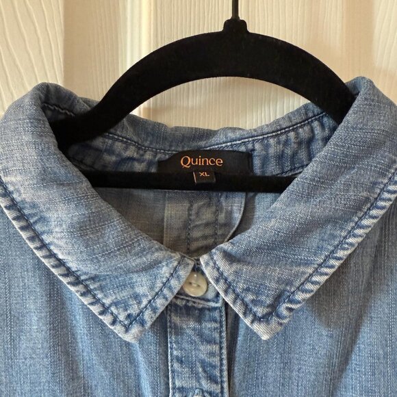 Quince, Women's Chambray Tencel Short Sleeve Shirt, Extra Large (XL) - Picture 2 of 3